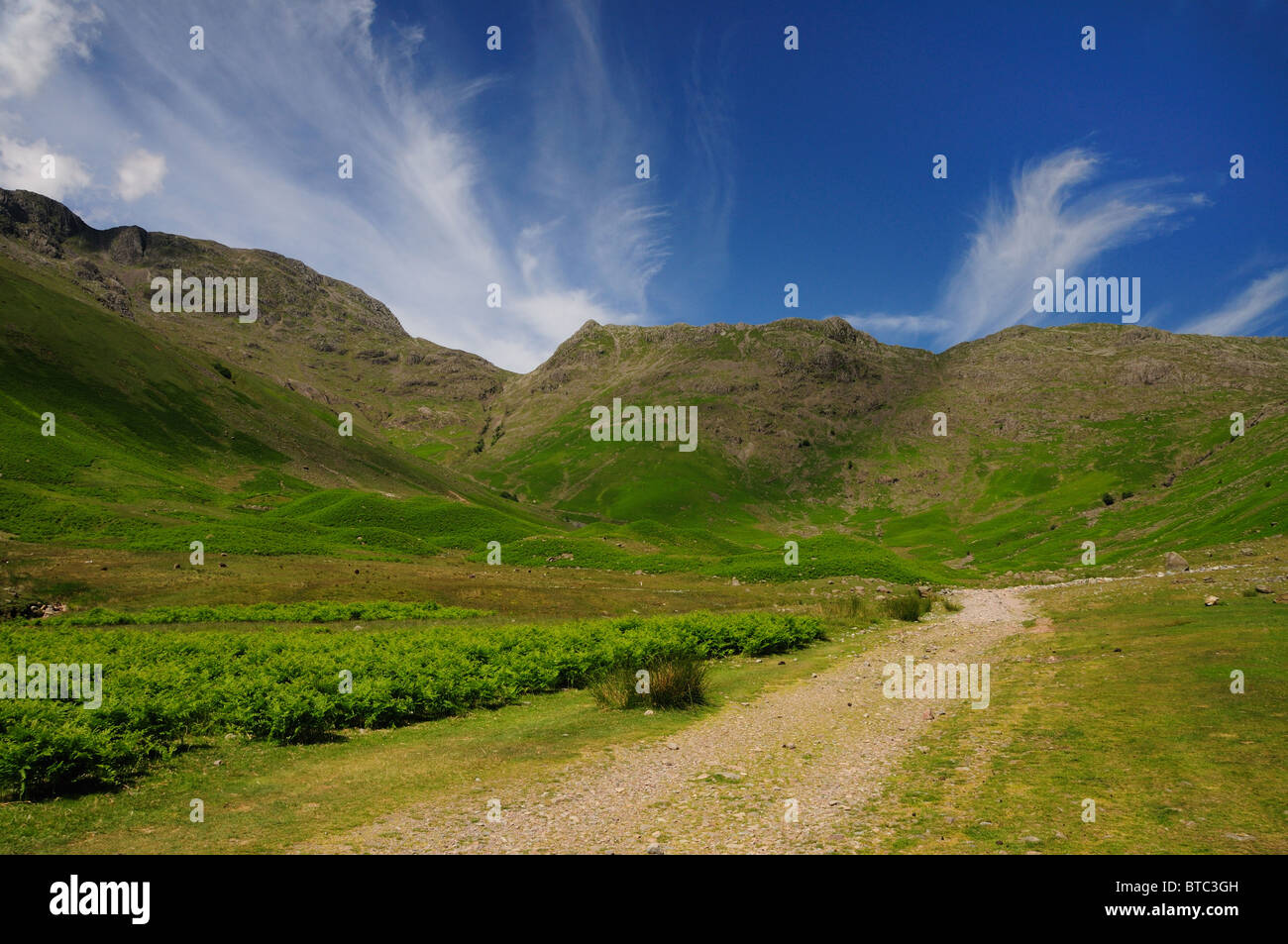 Mickleden Tal und Rosset Hecht im Sommer, englischen Lake District Stockfoto