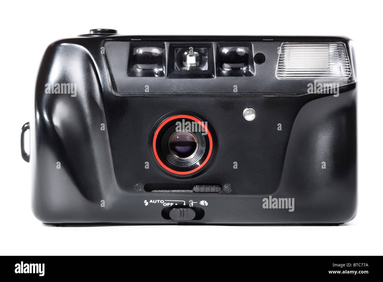 Alte einfache Filmkamera. Isoliert auf weiss. Stockfoto