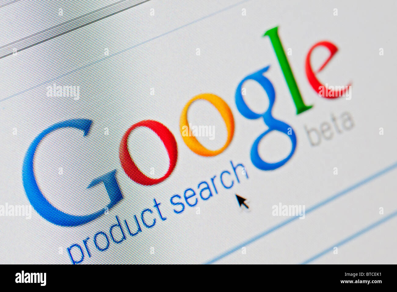 Screenshot von Homepage der Internetsuchmaschine Google Produktsuche Stockfoto