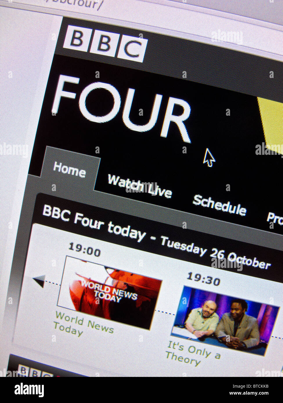 Screenshot von Homepage der BBC-TV-Channel Four-website Stockfoto