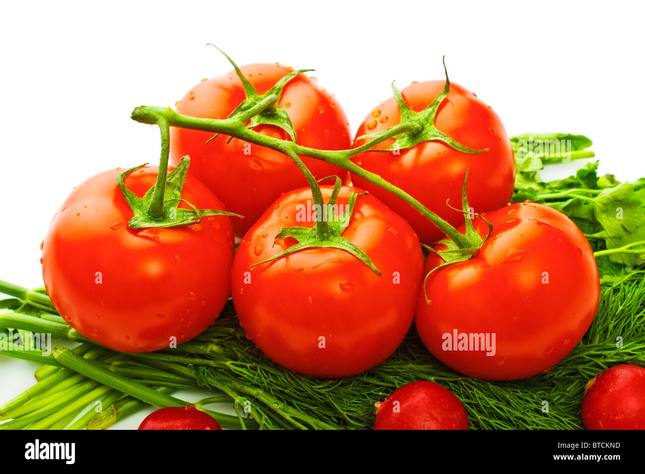 Gemüse für Salat, weißer Hintergrund Stockfoto