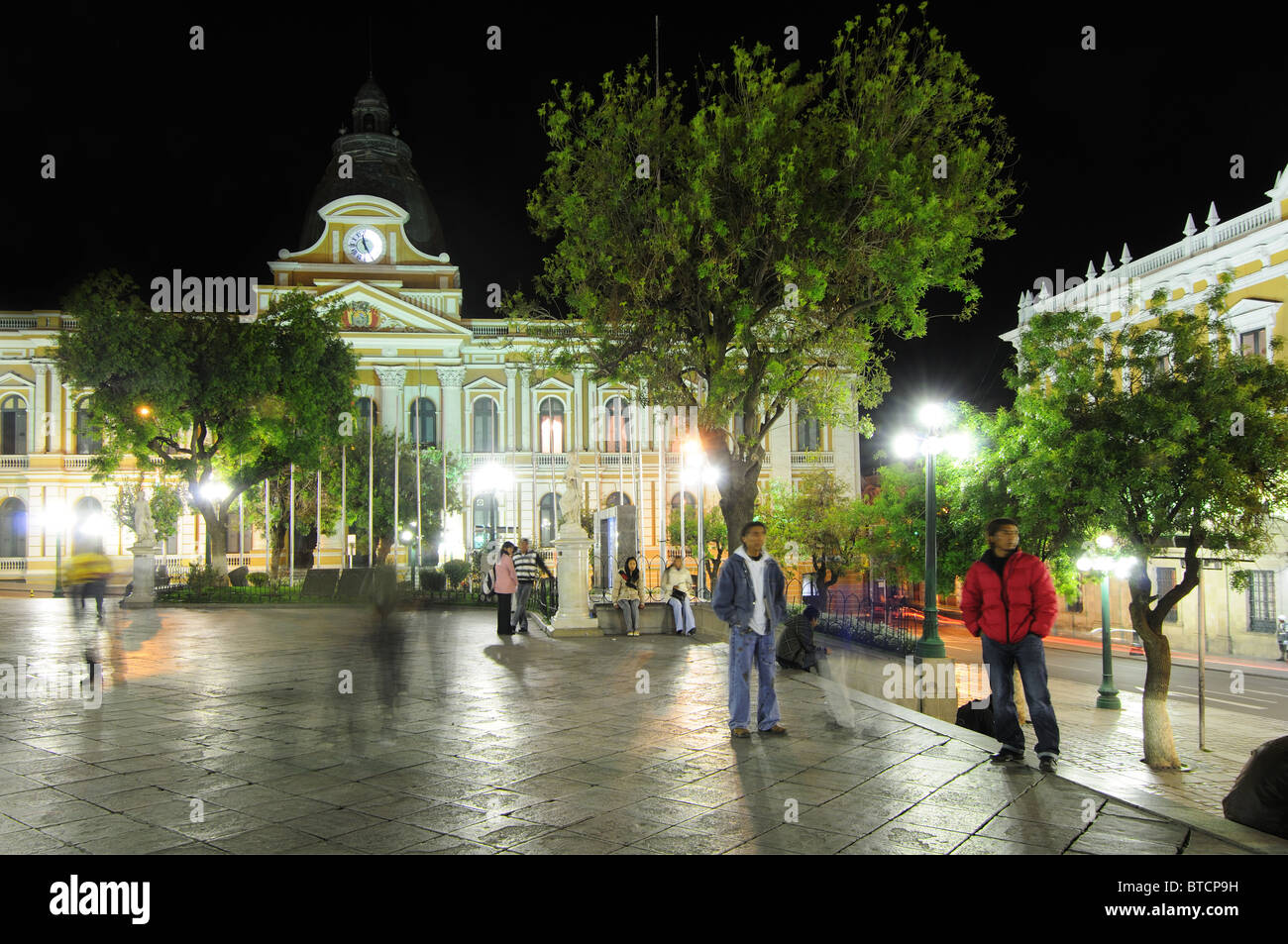 Plaza Murillo in La Paz, Bolivien in der Nacht Stockfoto