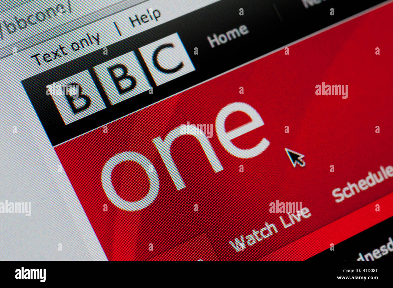 Detail der Screenshot von Webseite von BBC One Television Channel Homepage Fernsehen Kanal homepage Stockfoto