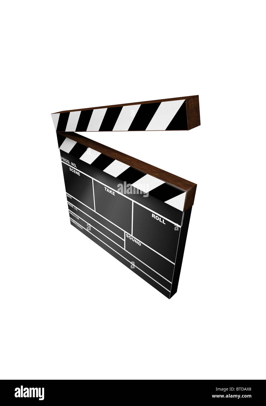 Clapper Board isoliert (3D-Bild) Stockfoto