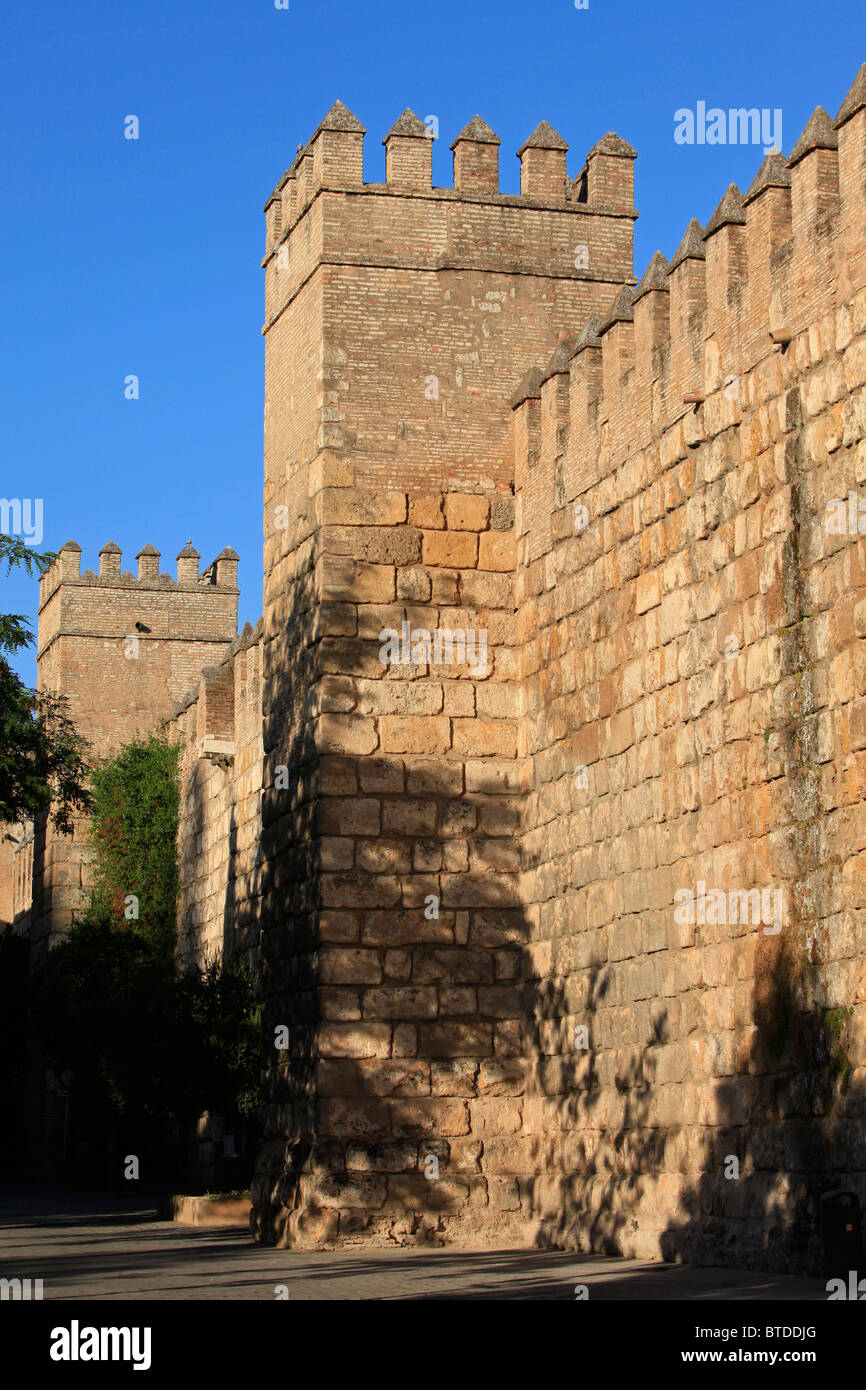 Wände des Alcazar von Sevilla in Sevilla, Spanien Stockfoto