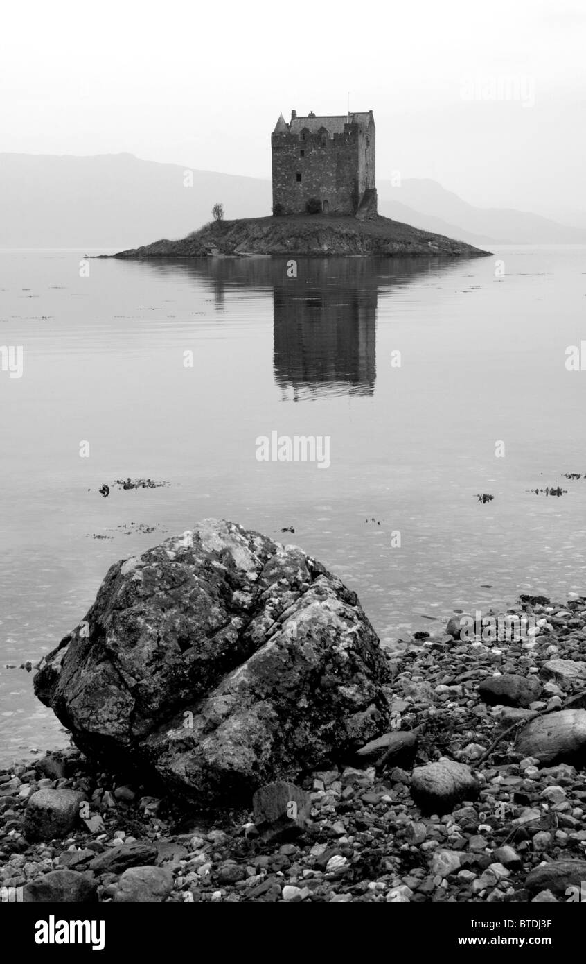 Castle Stalker in der Nähe von Port Appin, Argyll und Bute, West Highlands, Schottland, Vereinigtes Königreich Stockfoto