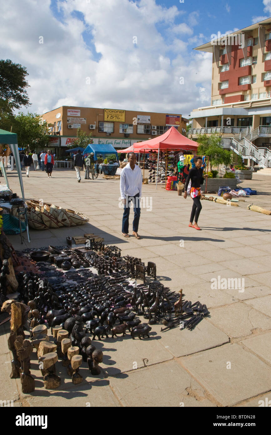 Handwerkermarkt in der alten Main Mall im Stadtzentrum in Gaborone Stockfoto