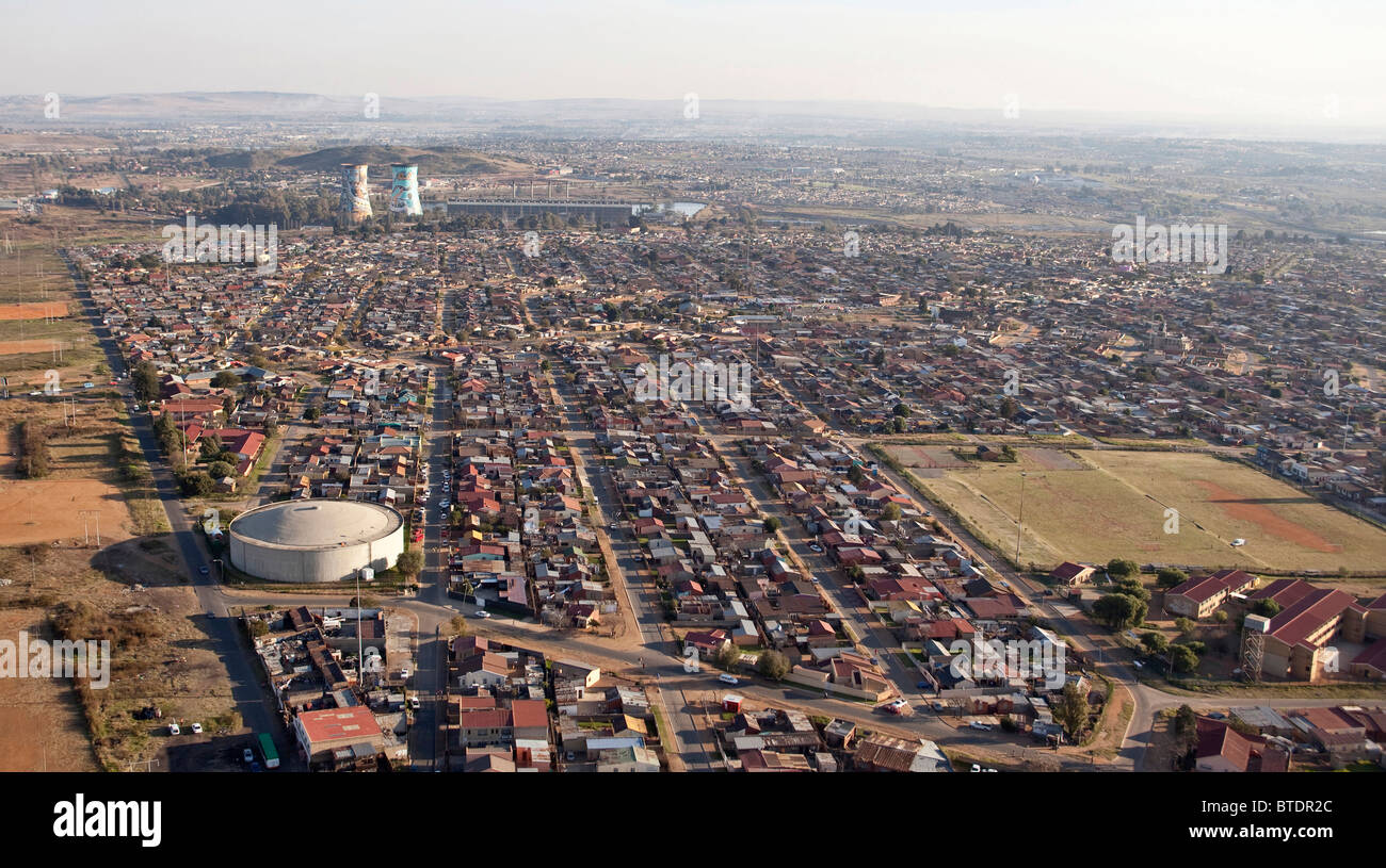 Luftbild von der Township Soweto Stockfoto