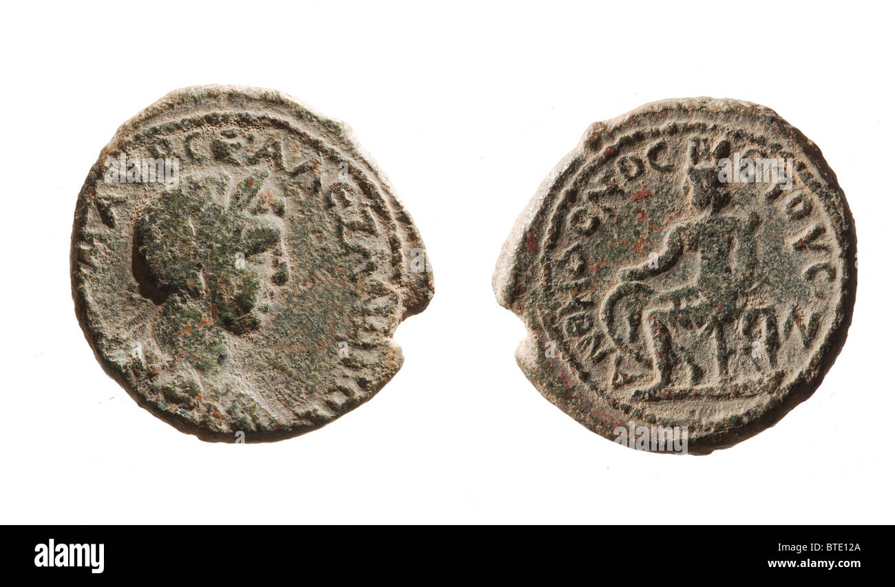 5498. Münze des Kaisers Alexander Severus, römischer Emperoe aus 222 - bis 35 n. Chr. Stockfoto
