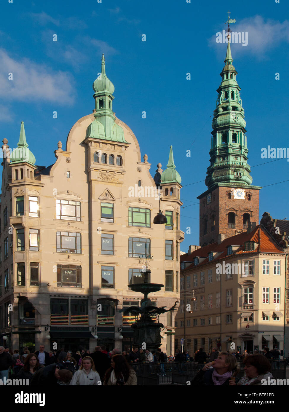 Turm der Kirche in Kopenhagen City Centre, Dänemark Stockfoto