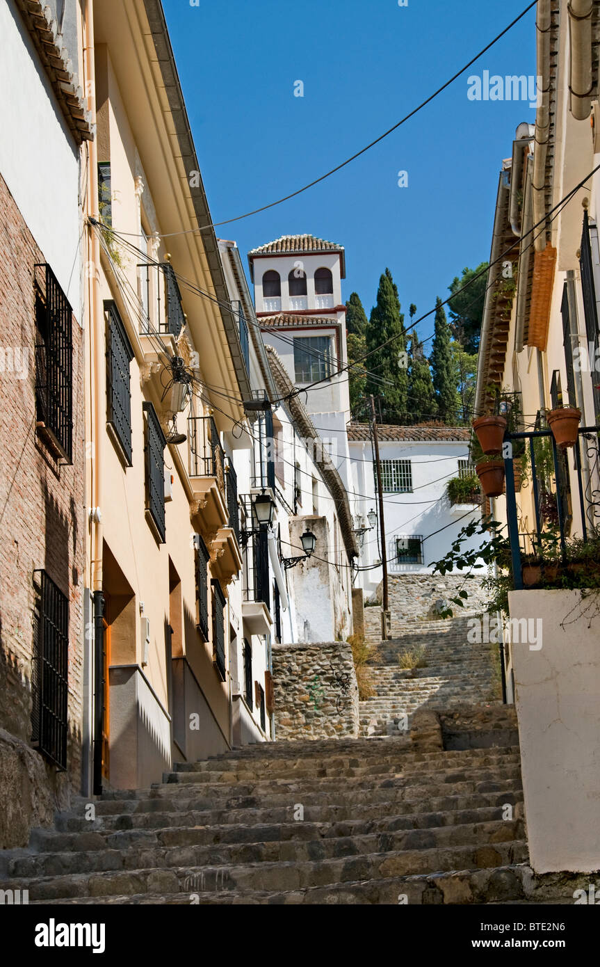 Stadt historische Stadtzentrum von Granada Spanien Andalusien Murallas del Albaicin. Stockfoto