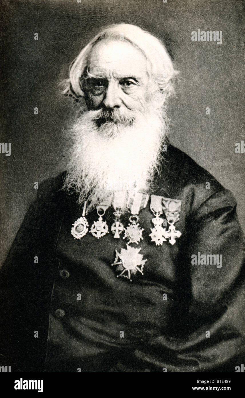 Samuel Morse, Erfinder des Morse-Code in einem Porträtfoto von Brady mit seinen vielen Medaillen und Dekorationen Stockfoto