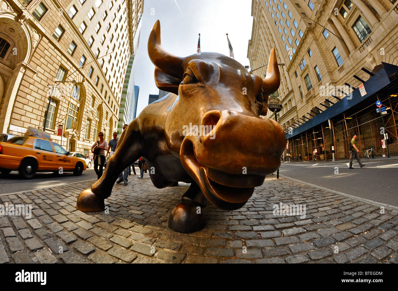 Wall Street, New York City Aktienmarkt Stier Stockfoto