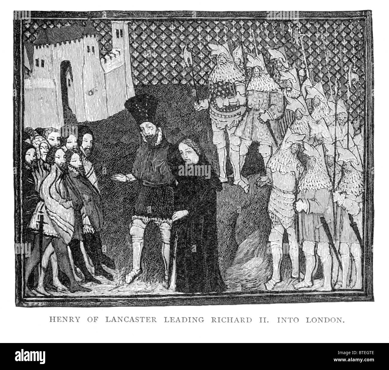 Henry of Lancaster Richard II. in London führt nach seiner Festnahme; 1. September 1399 schwarz und weiß-Abbildung; Stockfoto