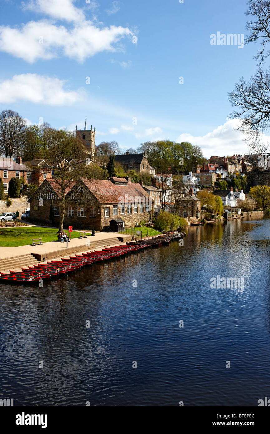 Der Fluß Nidd bei Knaresborough, North Yorkshire UK. Frühling. Stockfoto