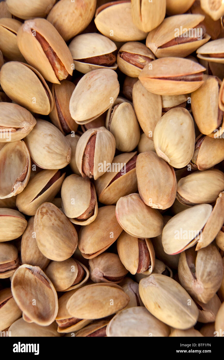 Makro Nahaufnahme von gesalzene Pistazien Stockfoto
