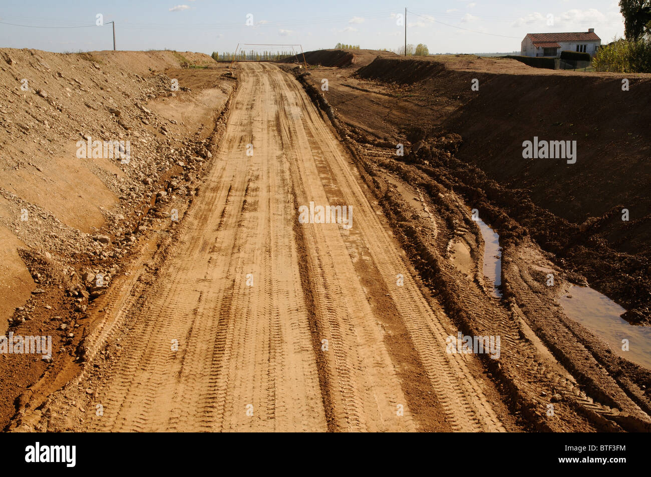Umgehungsstraße im Bau um die französische Stadt Talmont St Hilaire in der Vendee-Region von Frankreich die neue Autobahn wird für Stockfoto