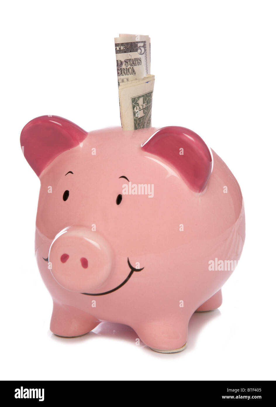 Sparschwein mit uns Dollar Geld Studio Ausschnitt Stockfoto
