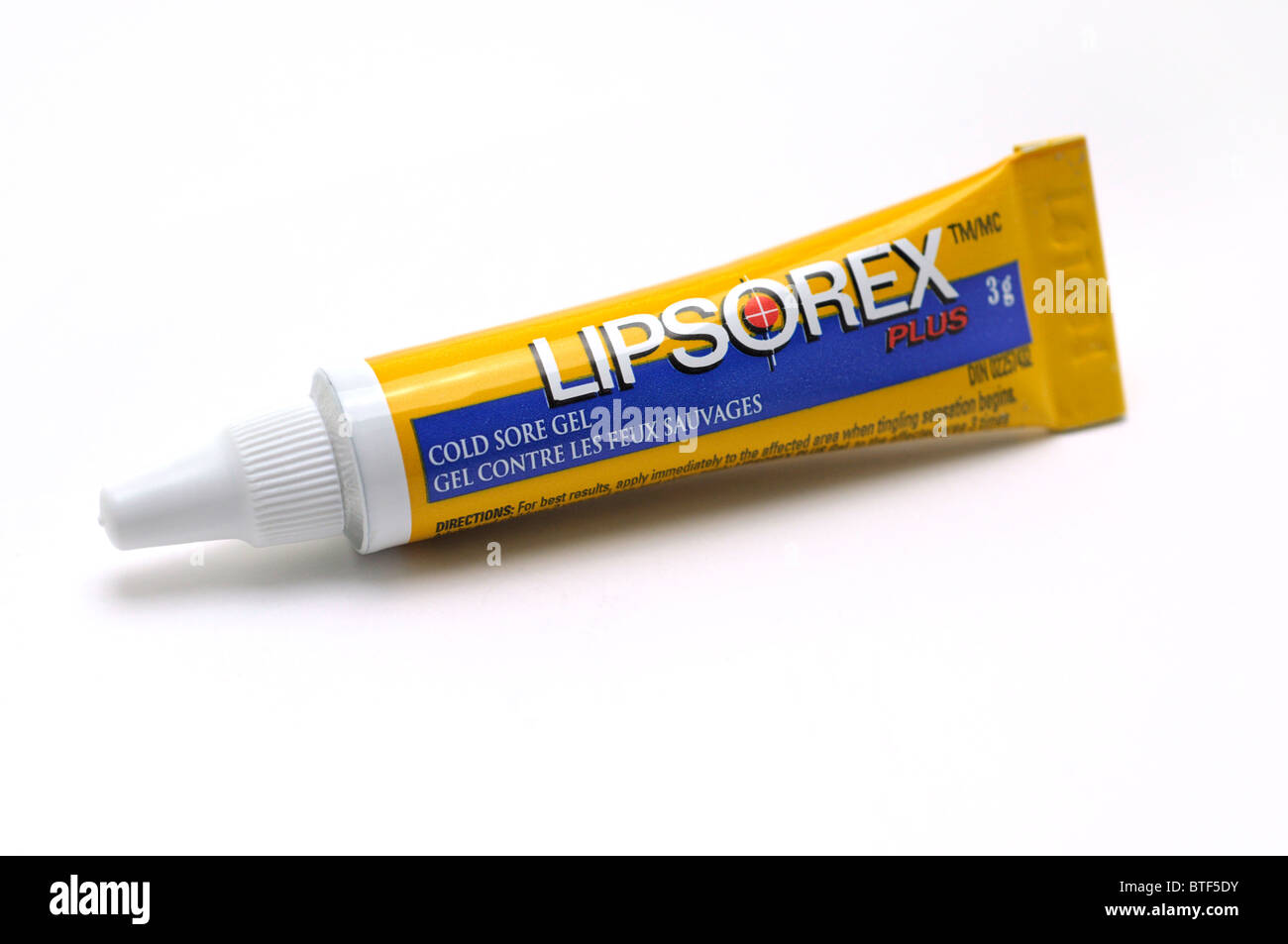 Lippenherpes-Gel (Medikamente) Stockfoto