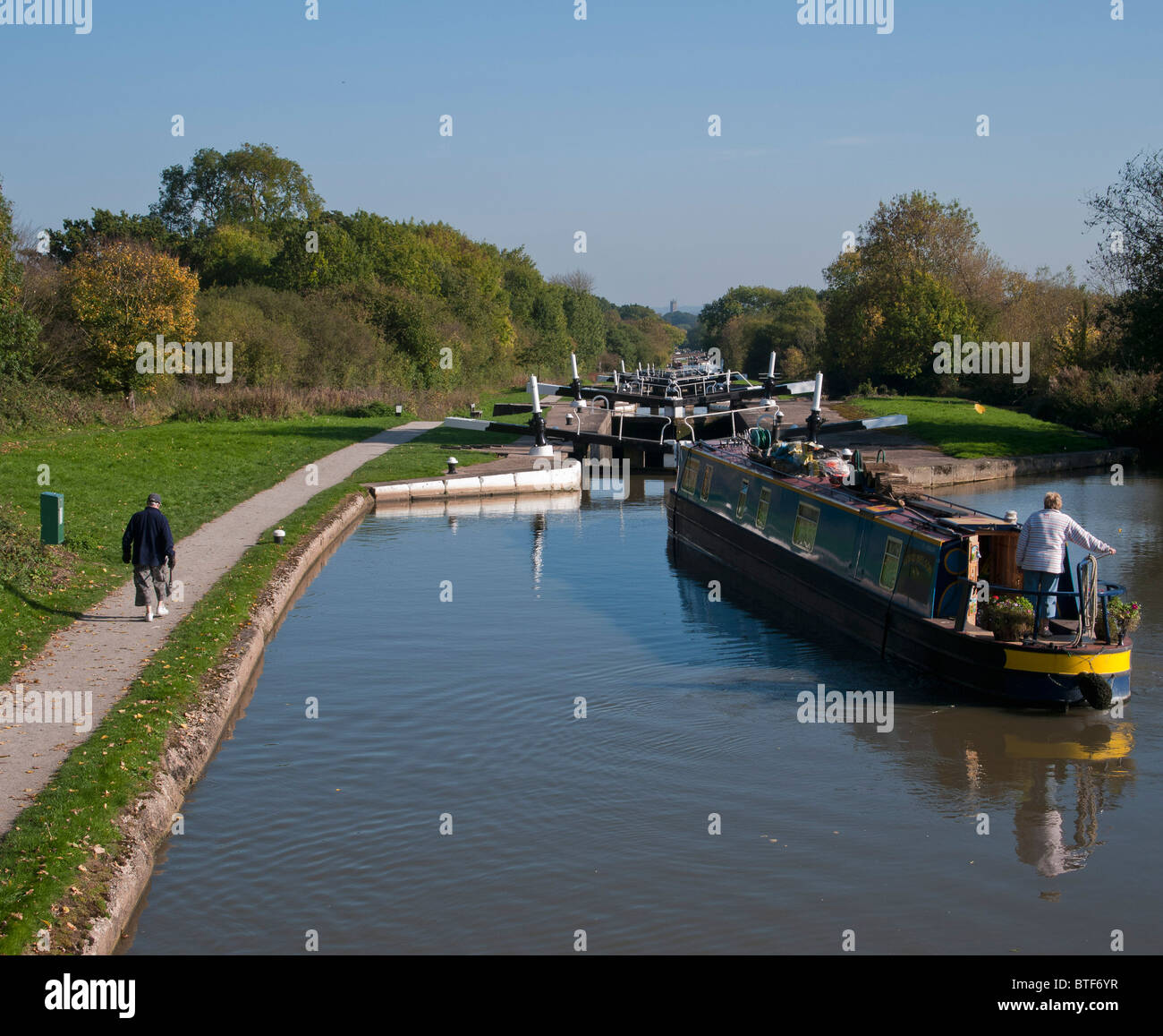 Grand union Canal Hatton Flug der Verriegelungen Warwickshire Midlands England uk Stockfoto