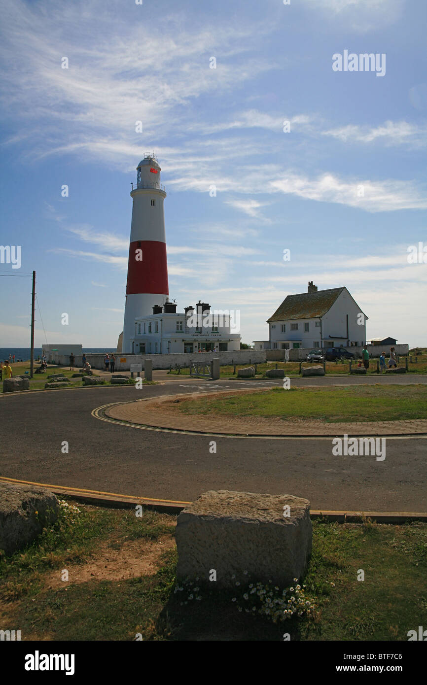 Portland Bill Leuchtturm und der Leuchtturm-Besucher-Zentrum, Dorset, England, UK Stockfoto