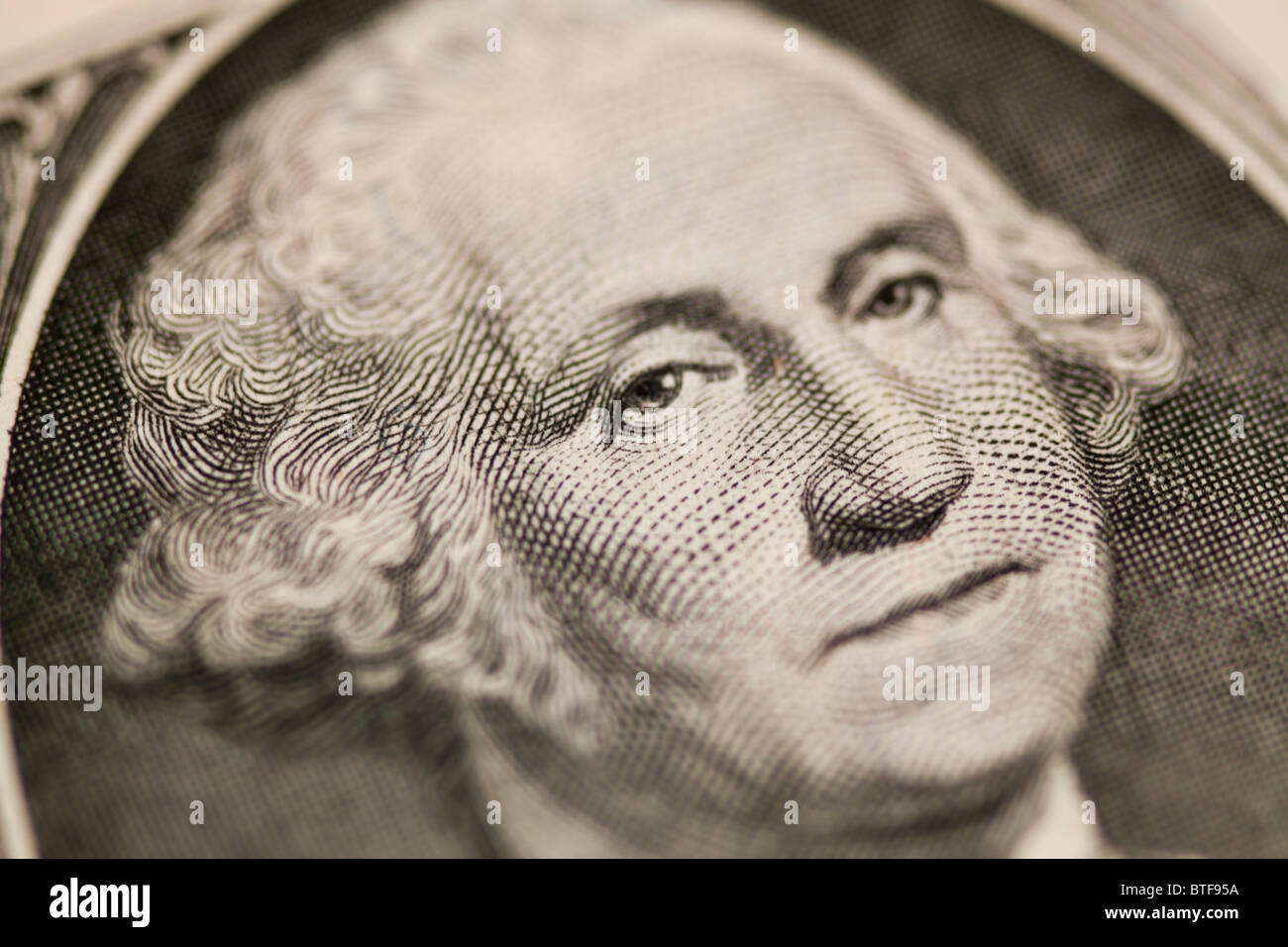 Close up Portrait of George Washington auf einer Dollarnote Stockfoto