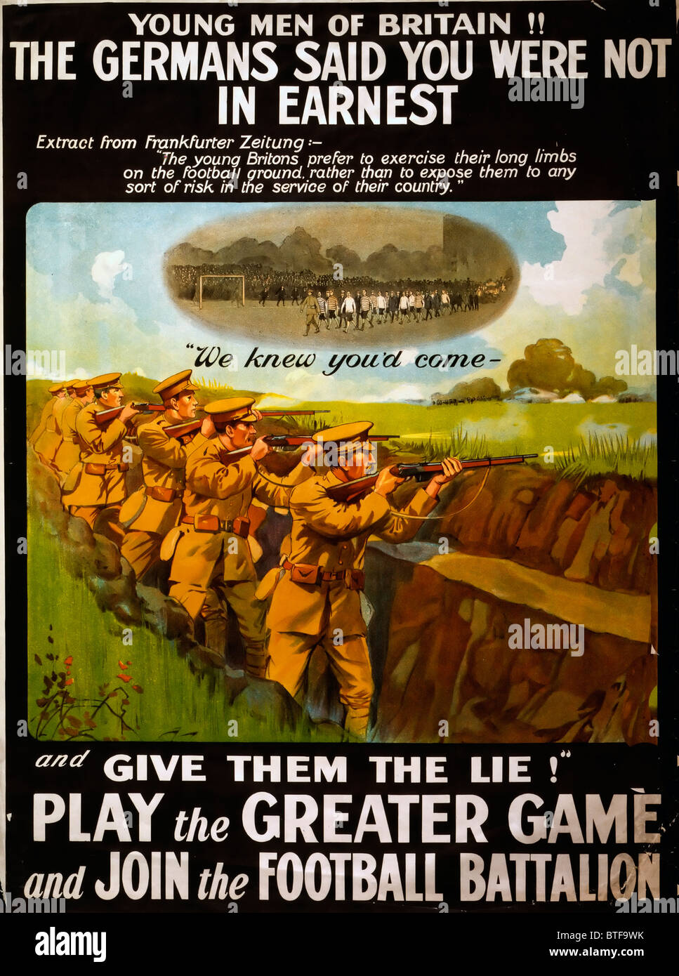 Ersten Weltkrieg Großbritannien recruiting poster Stockfoto