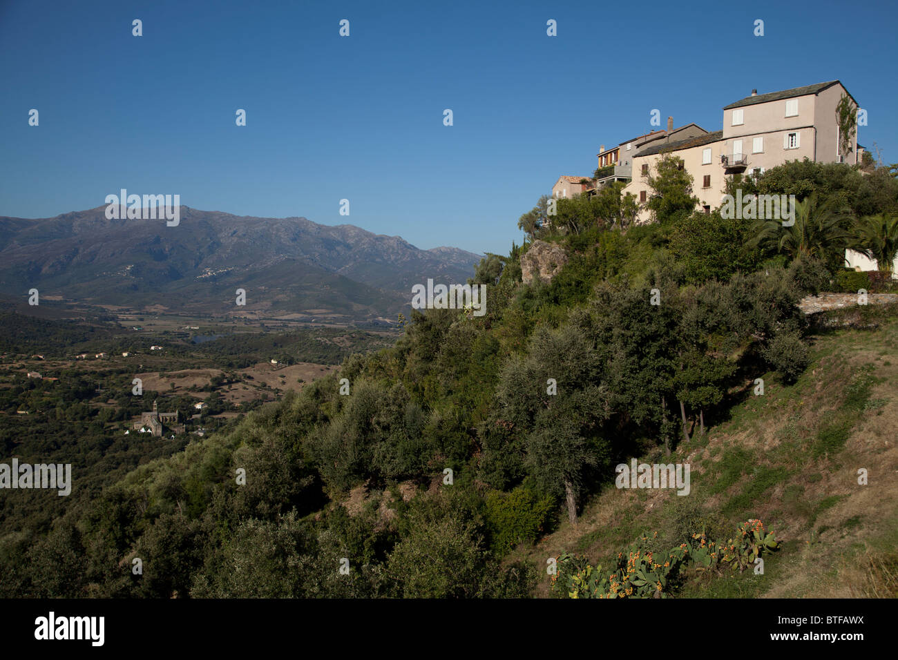 Blick auf das Nebbio und Poggio d'Oletta Corsica Stockfoto
