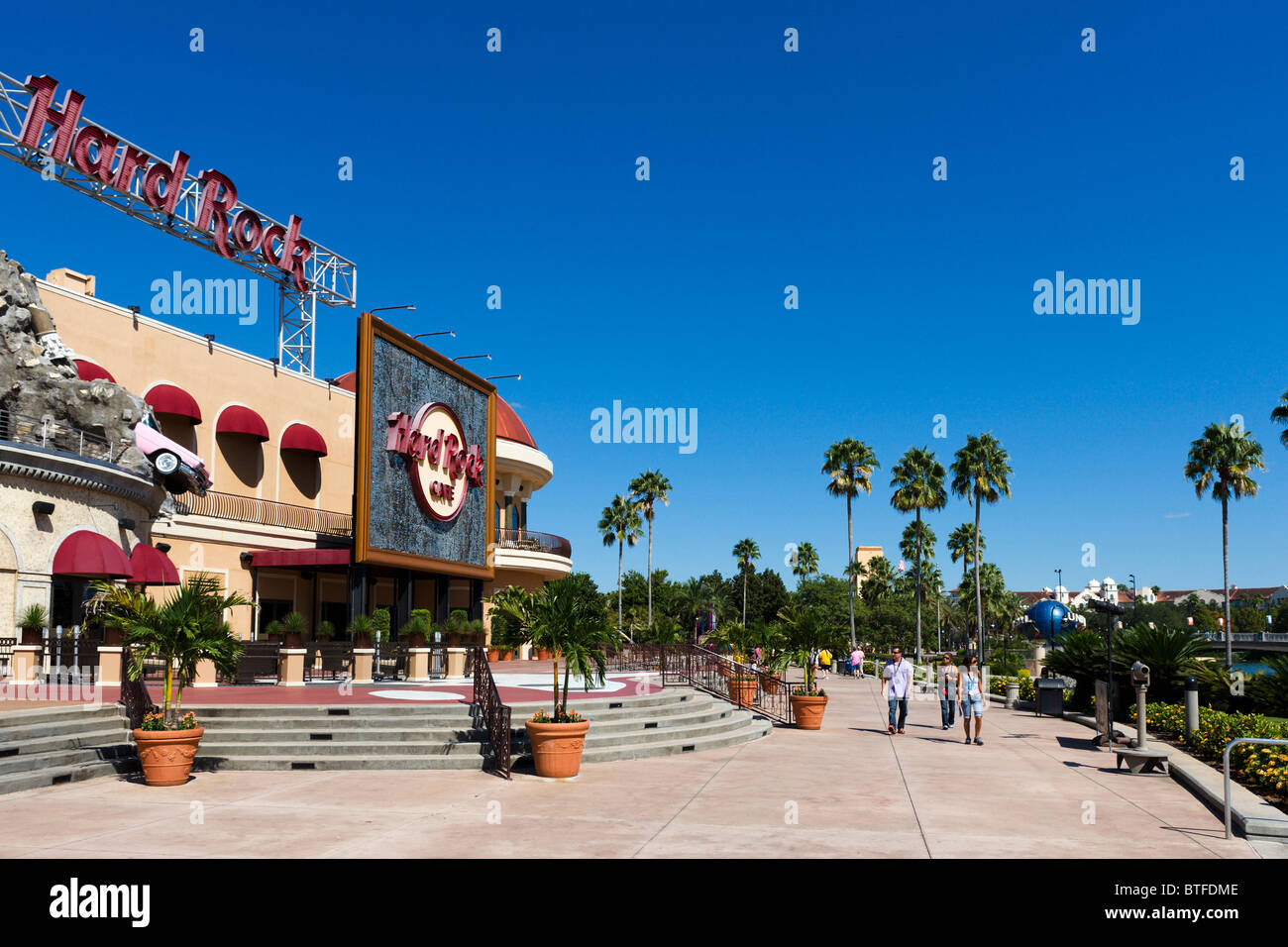 Hard Rock Cafe und dem See promenade, City Walk, Universal Studios Orlando, Zentral-Florida, USA Stockfoto