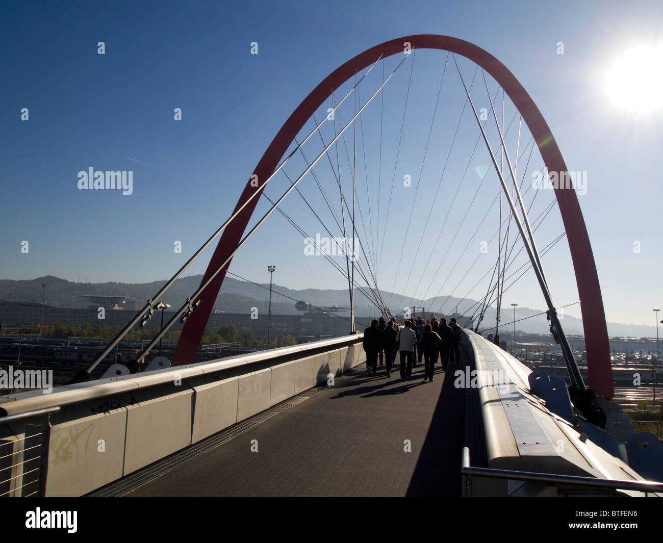 Fußgängerbrücke, Lingotto, Turin, Italien Stockfoto