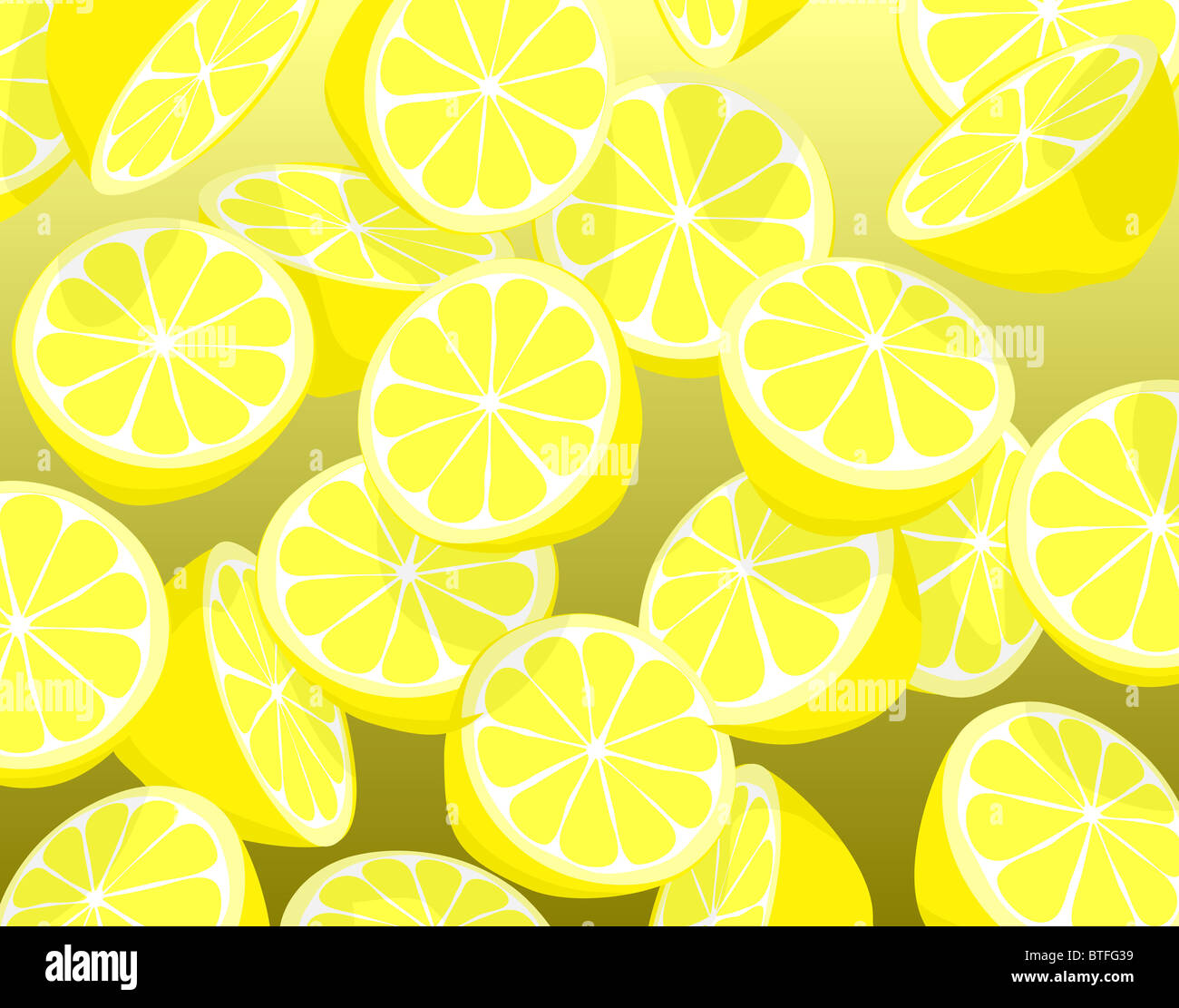 Illustration des fallenden in Scheiben geschnittenen Zitronen Stockfoto