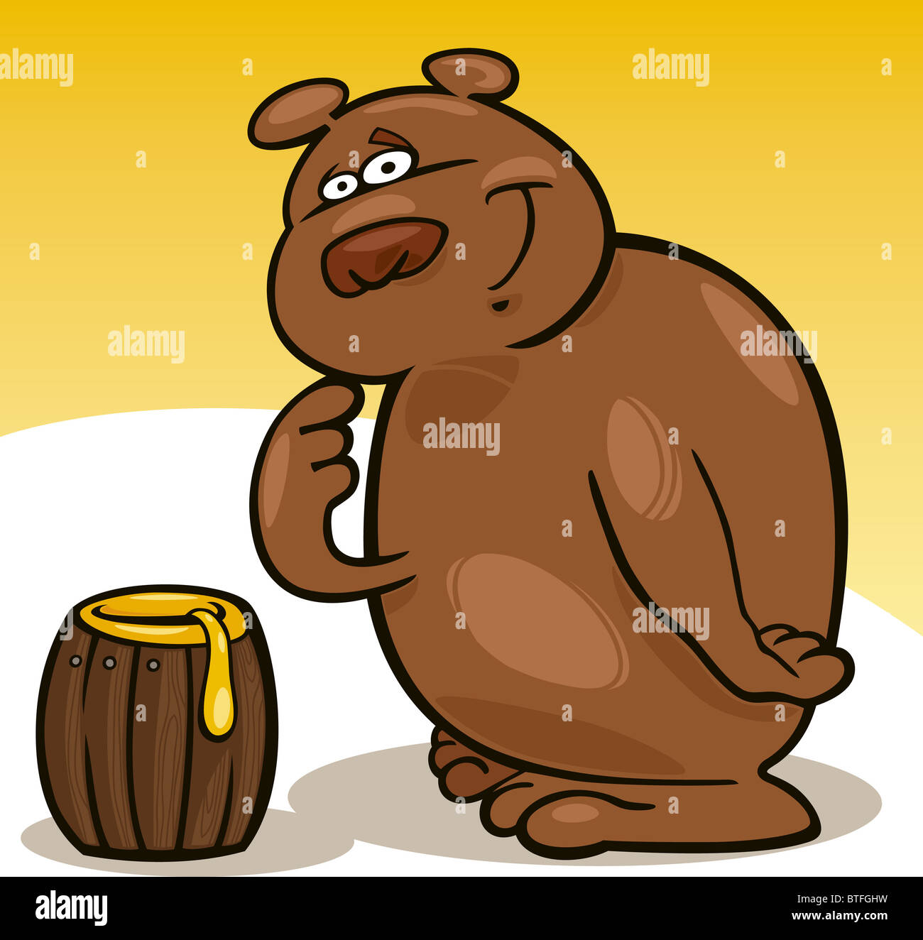 CartoonIllustration von Bär und Honig Stockfotografie Alamy