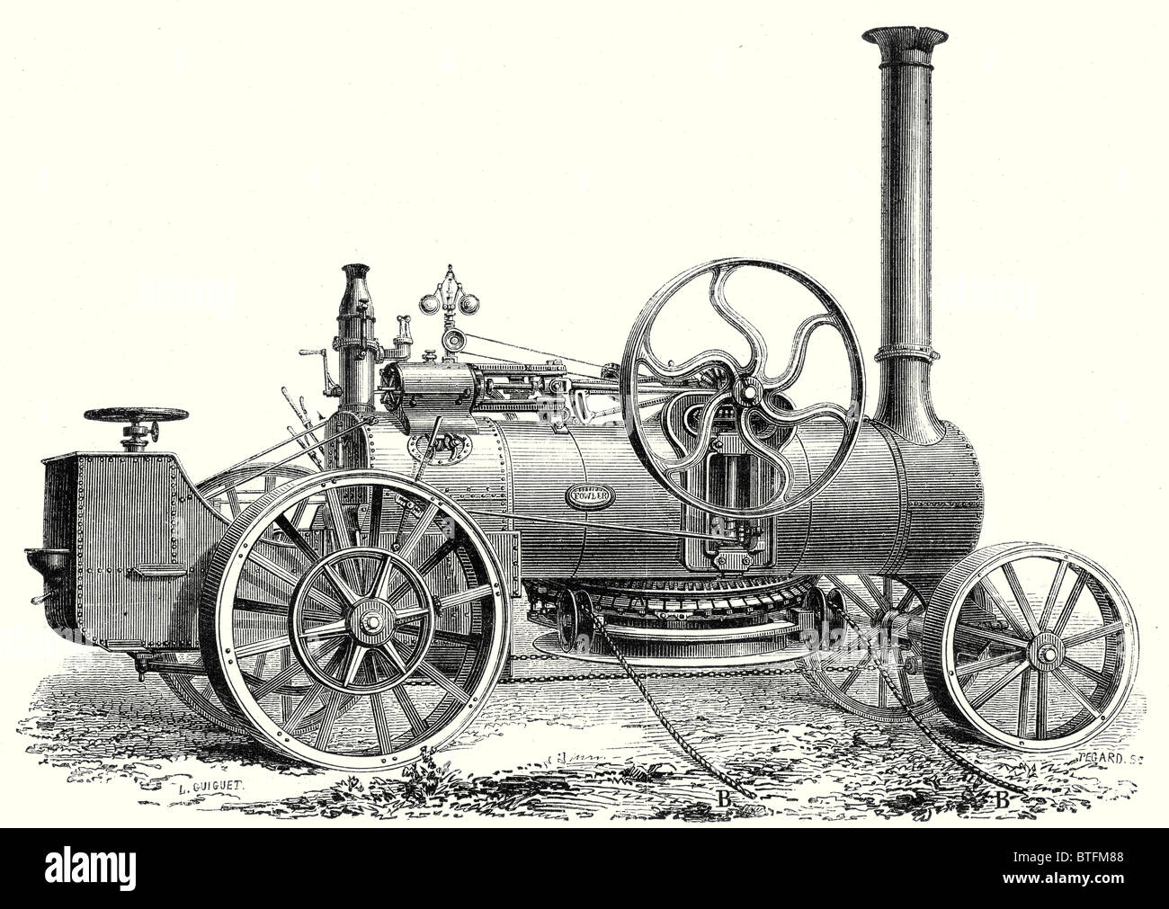 Fowlers Zugmaschine für Dampf Pflügen Stockfoto