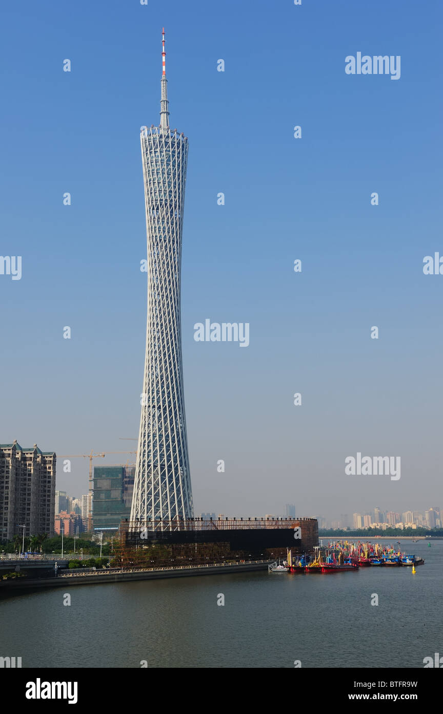 Fernsehturm Guangzhou Zhujiang-Fluss in der Stadt Guangzhou, Provinz Guangdong Stockfoto