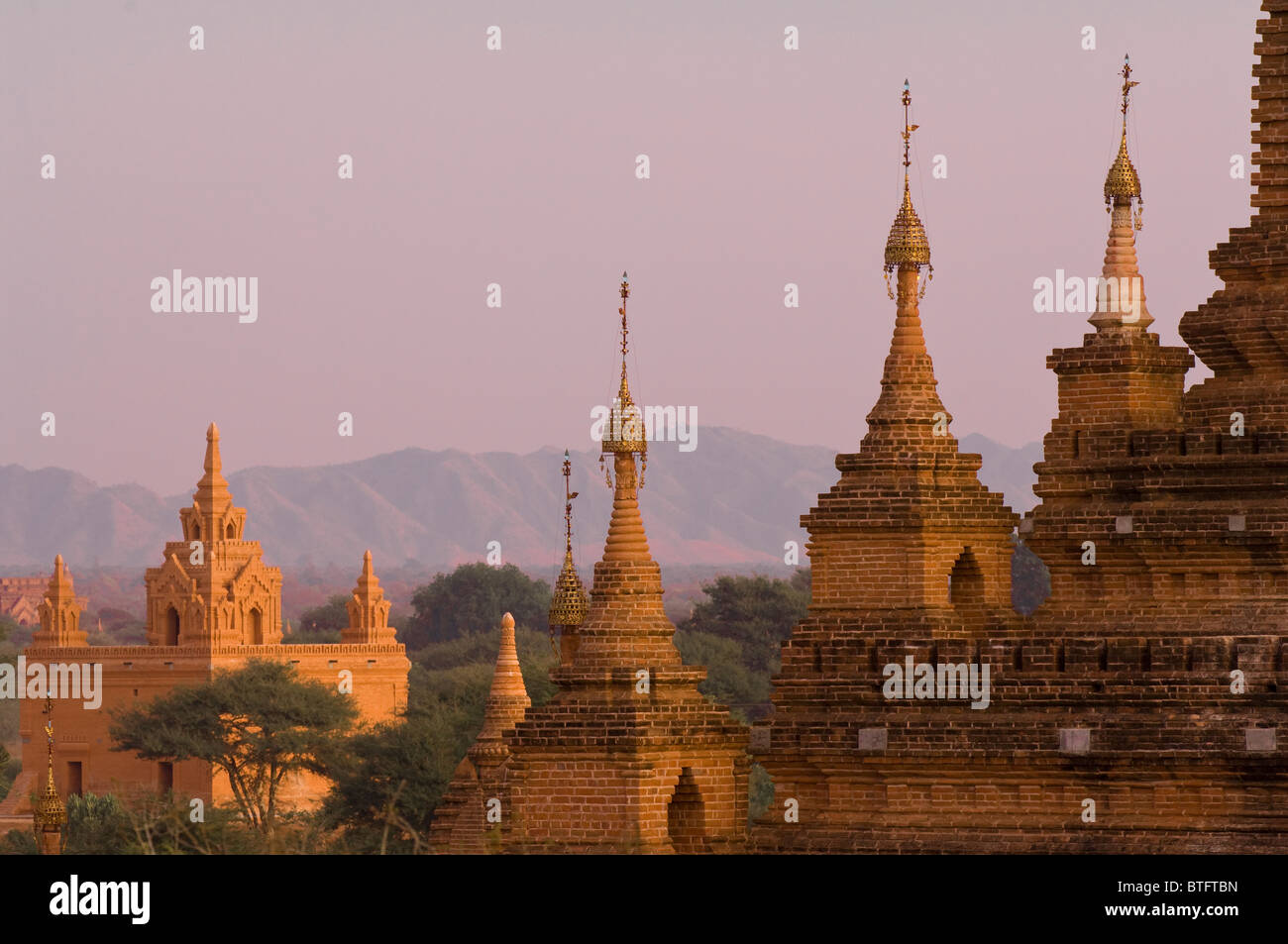 Sonnenuntergang, Bagan (Pagan), Myanmar (Birmanie) Stockfoto