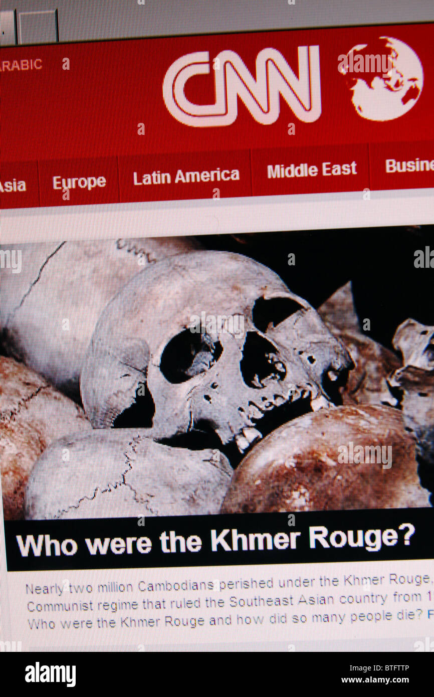Screenshot der CNN-Website mit der Überschrift fragt "Wer die Roten Khmer waren?". Jul 2010. Stockfoto