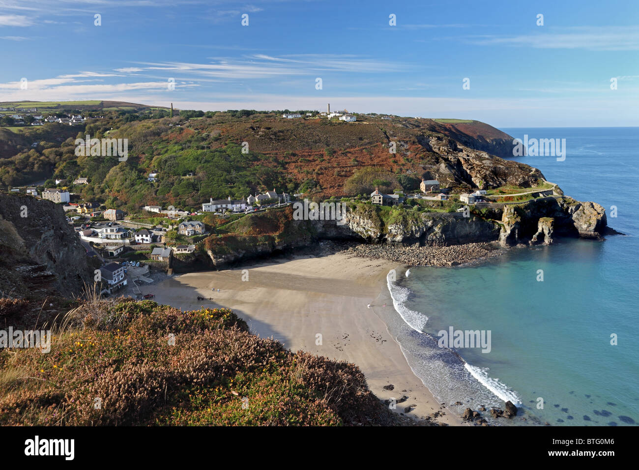 St Agnes und Trevaunance Cove aus Cornwall Großbritannien Süd-West Coastal Path Stockfoto