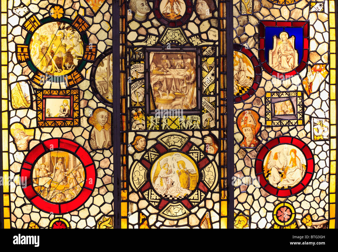 Glas-Malerei, Museum der Hospices de Beaune (Hôtel-Dieu de Beaune), Beaune, Cote d ' or Abteilung, Burgund, Frankreich Stockfoto