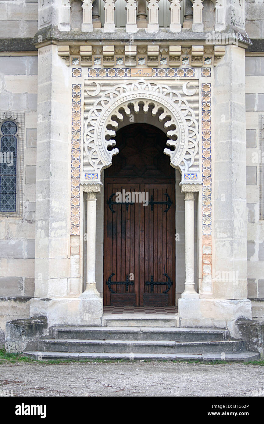 Kirche im maurischen Stil, l ' herbe, Cap Ferret, Frankreich. Stockfoto