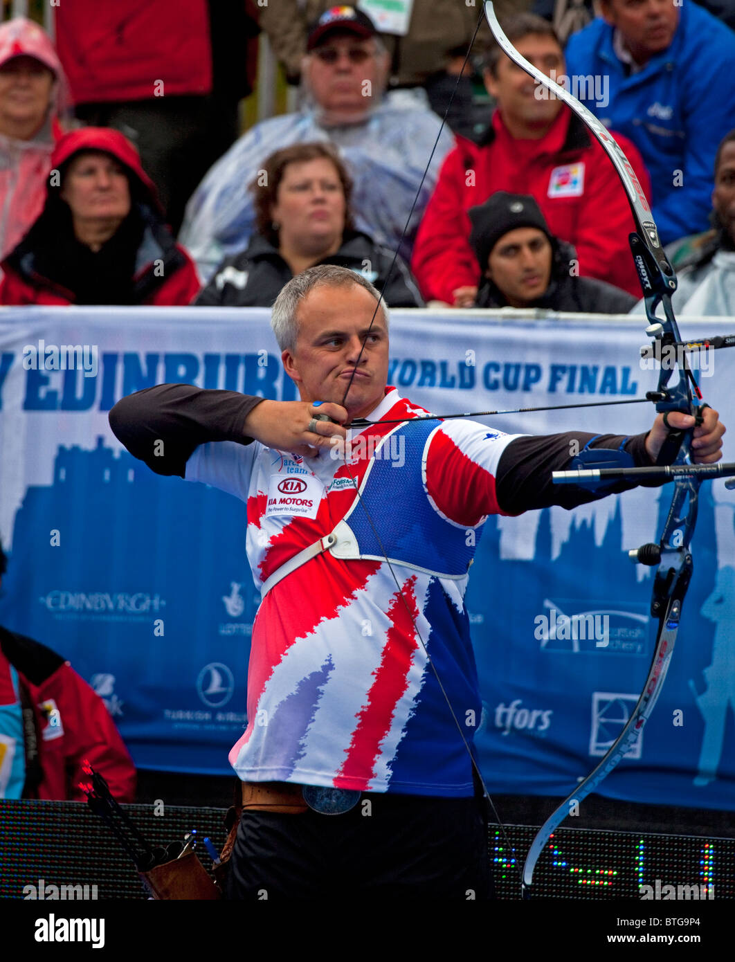 Simon Terry Uk Archer mit Recurvebogen Bogenschießen World Cup Event, Edinburgh, Schottland, Vereinigtes Königreich, Europa Stockfoto