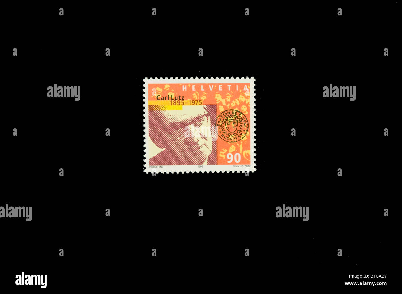 Carl Lutz in eine Schweizer Briefmarke Stockfoto
