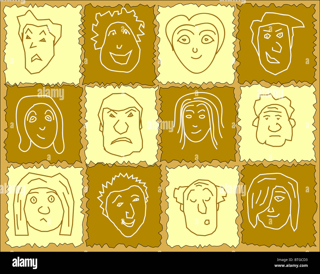 Hintergrund-Design mit menschlichen Gesichtern Umriss dargestellt Stockfoto
