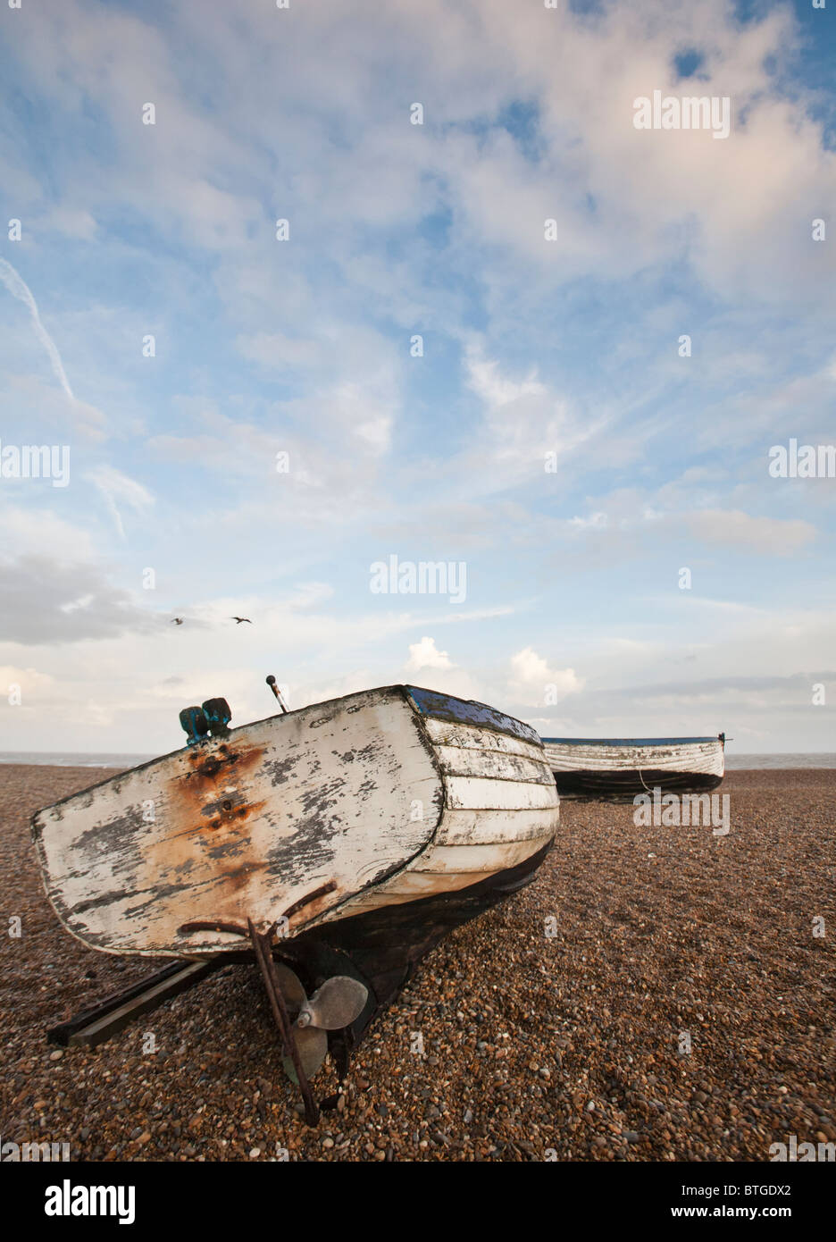 Angelboot/Fischerboot am Strand von Aldeburgh Stockfoto