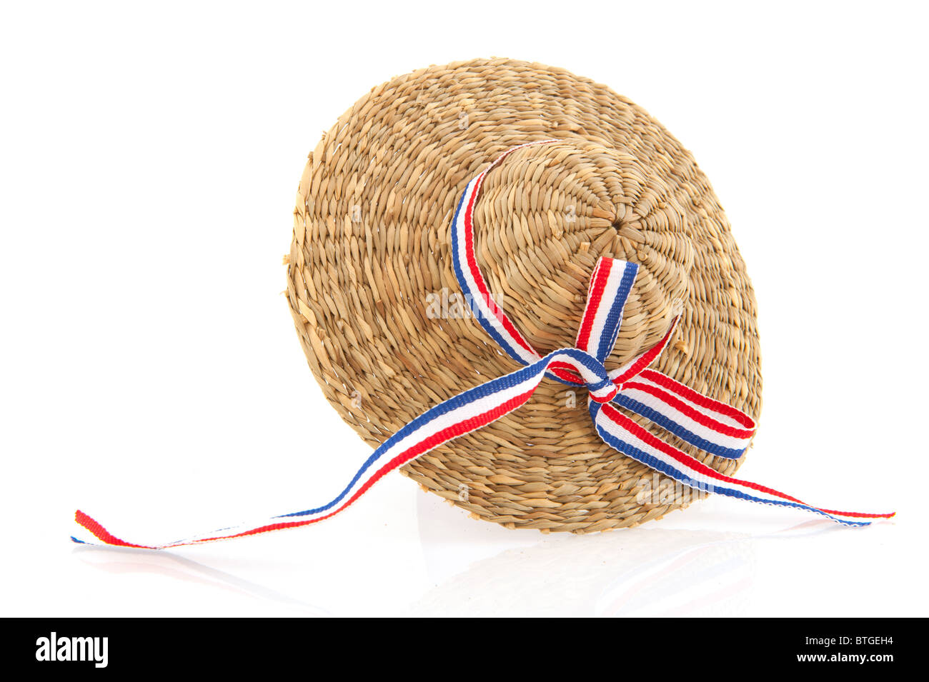 Strohhut mit Französisch oder Niederländisch-Band Stockfoto