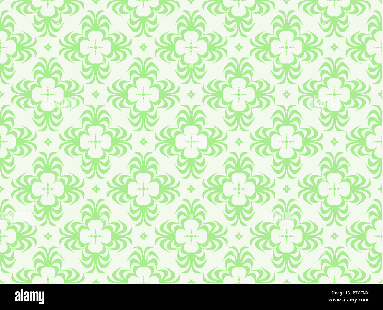 Illustrierte grün Retrotapeten mit sich wiederholenden Muster Stockfoto
