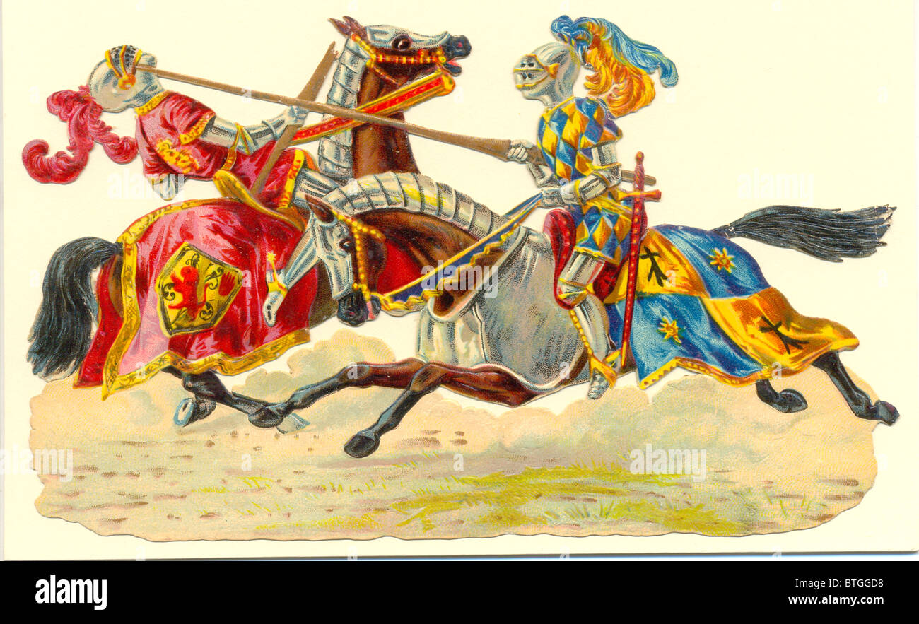 Die schneiden Schrott der mittelalterlichen Ritter Ritterturniere Stockfoto