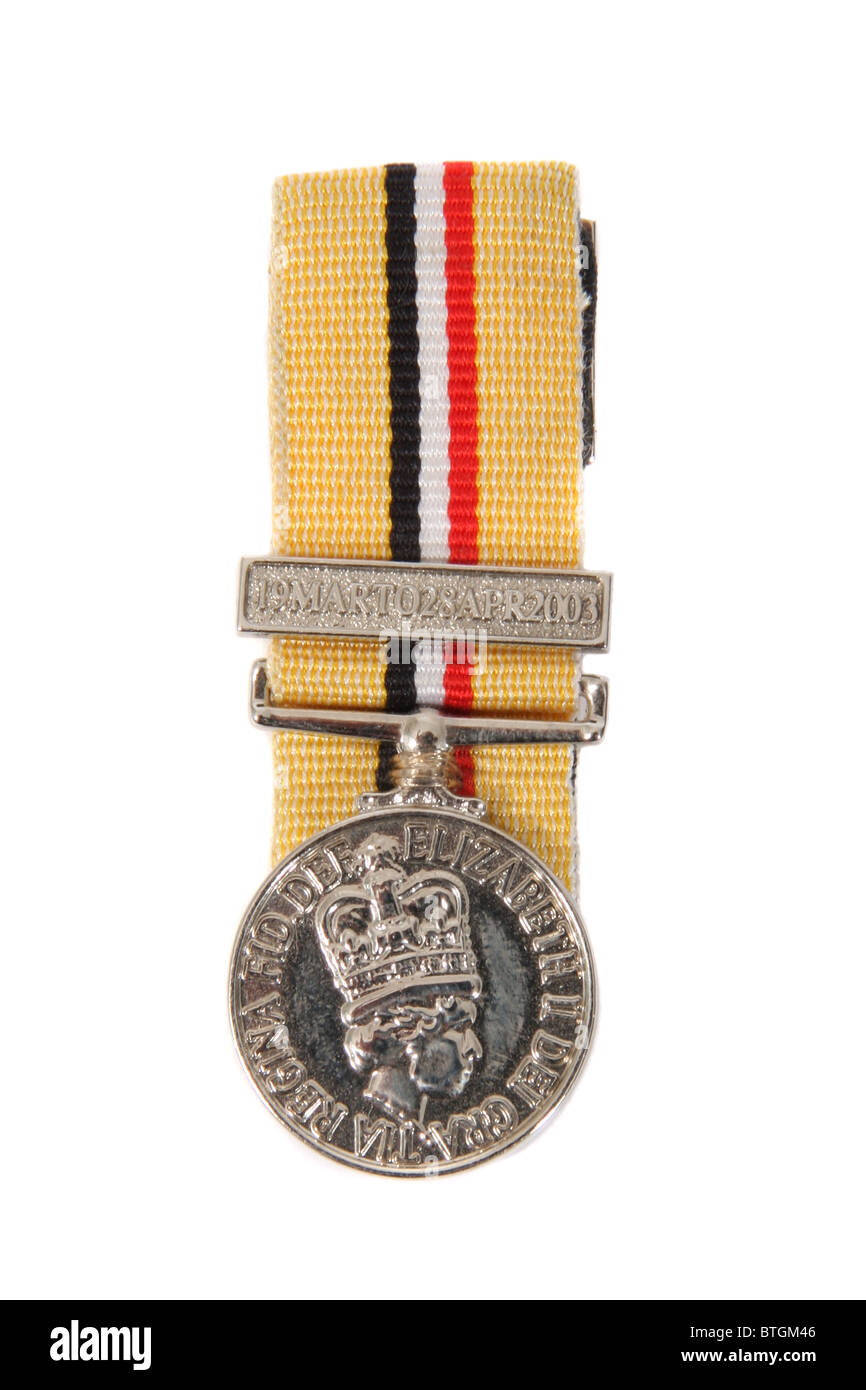 Eine britischen militärischen Krieg-Miniatur-Medaille für Verdienste im Irak 2003 Stockfoto