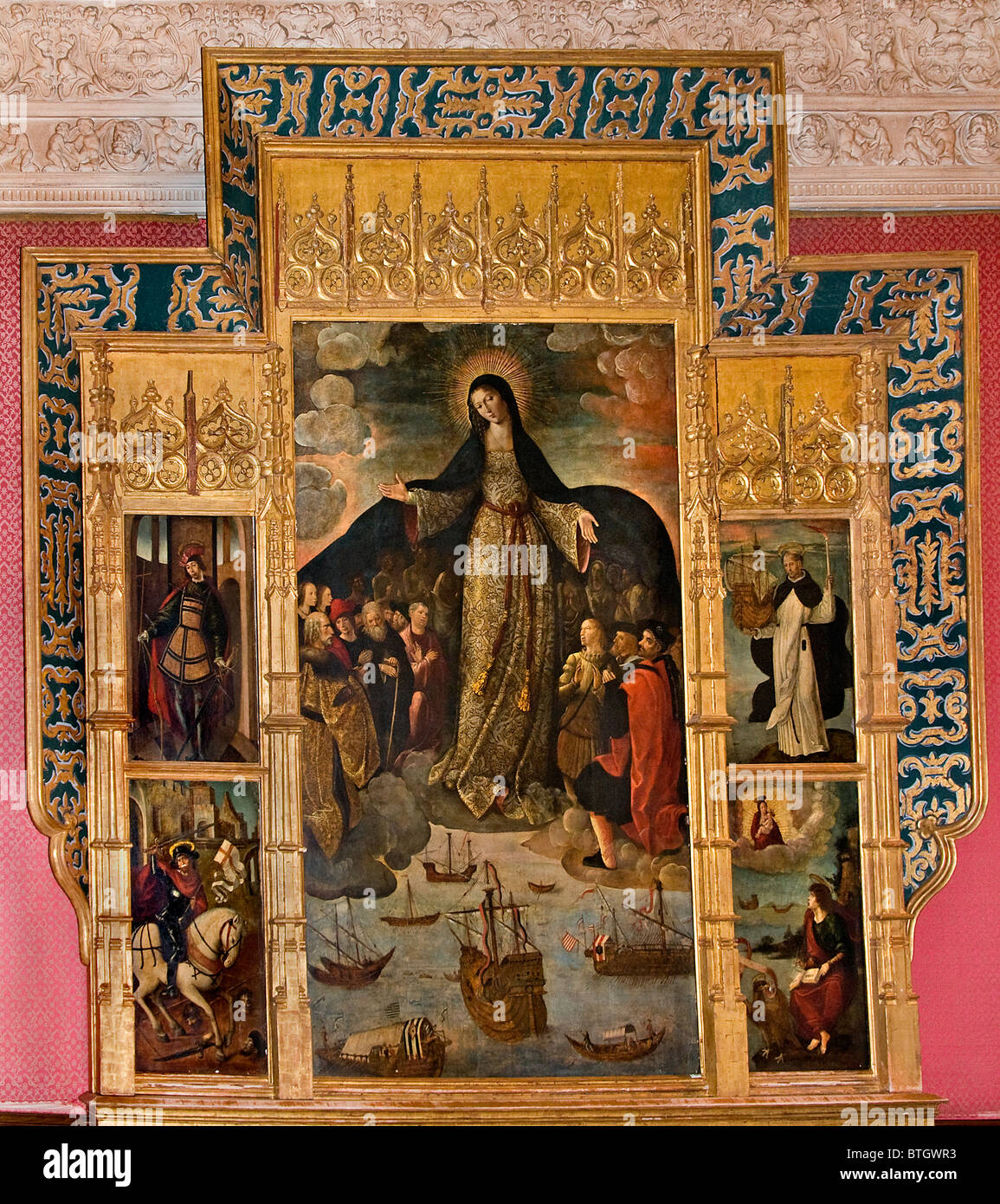 Alcazar Sevilla Spanien Andalusien die Jungfrau der Seefahrer oder Jungfrau der guten Brise von Alejo Fernández 16 Jahrhundert Stockfoto