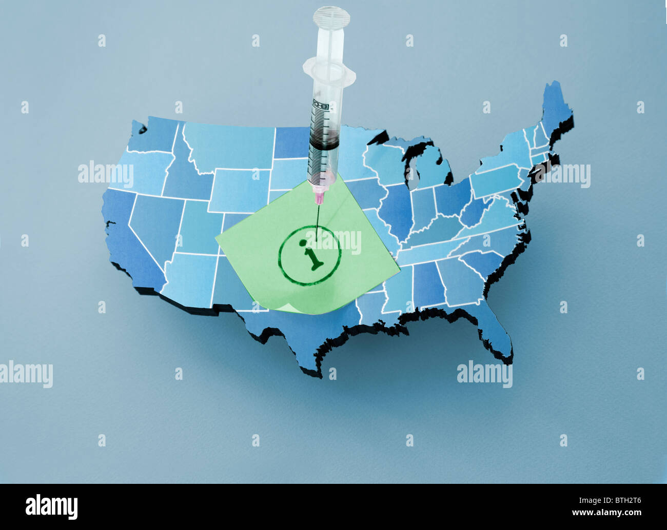 Grippe erschossen US USA Karte Info Gesundheit Medizin zu immunisieren Stockfoto