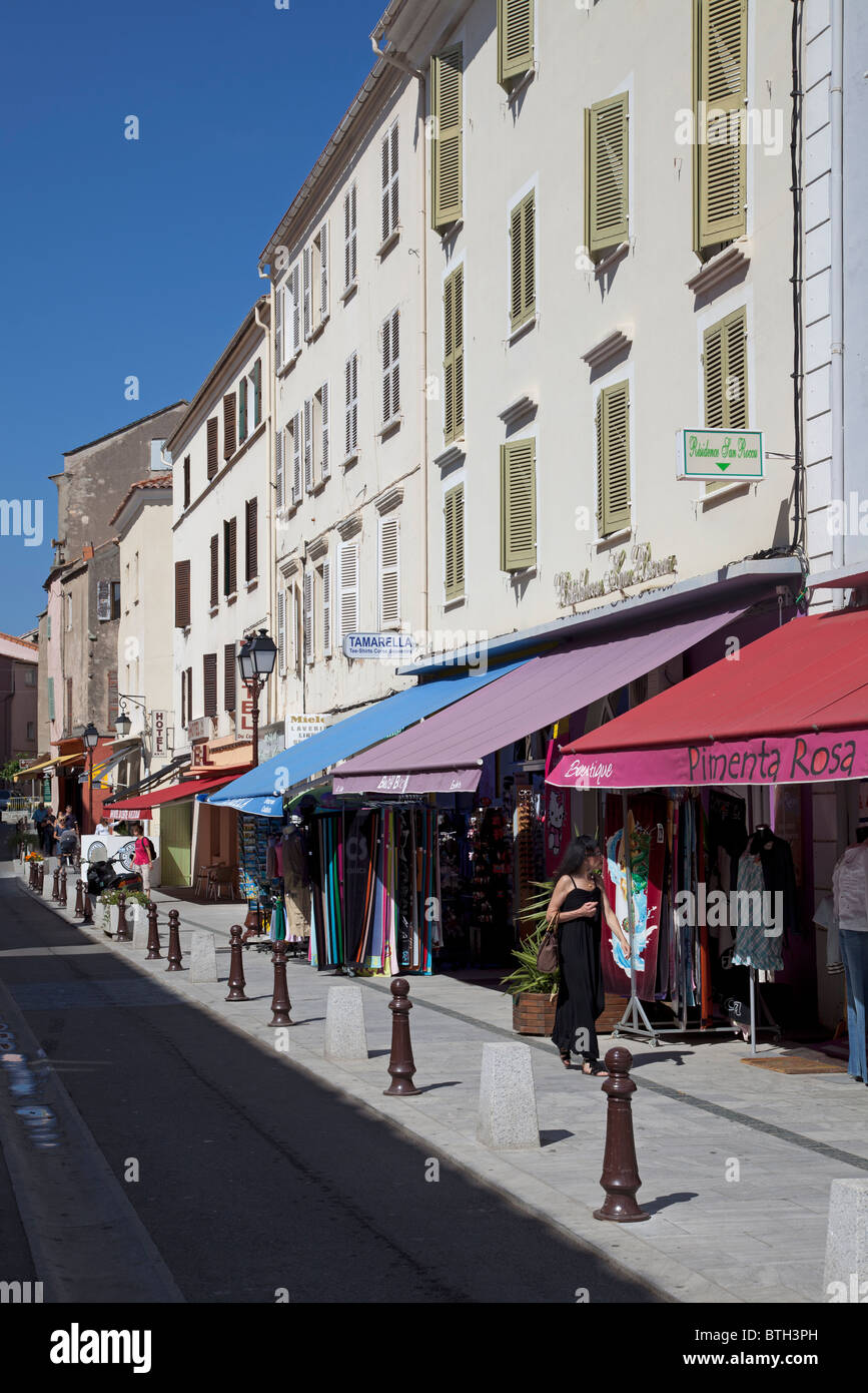 Rue Furnellu auf St Florent Korsika Stockfoto